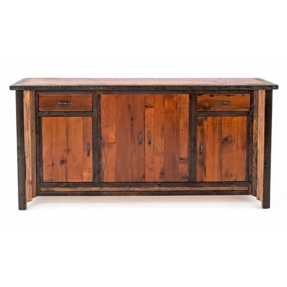 Rustic Western Reclaimed Barn Wood 2 Door 2 Drawer Dining Sideboard