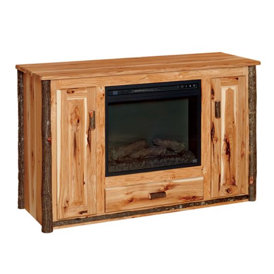 Saranac Hickory Log Fireplace TV Stand