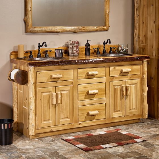 Cedar Lake Solid Wood Rustic Log Vanity 48