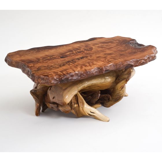 Ornate Rustic Redwood Coffee Table