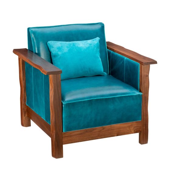 Rustic Tatum Upholstered Natural Wood Lounge Chair