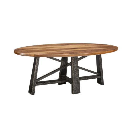 Timber Forged Metal X Trestle Oval Dining Table