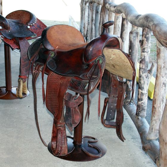 Rustic Barstool with horseshoes