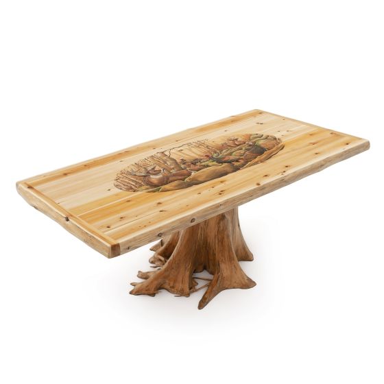 Walk on the Wild Side Hand Carved Cedar Stump Table