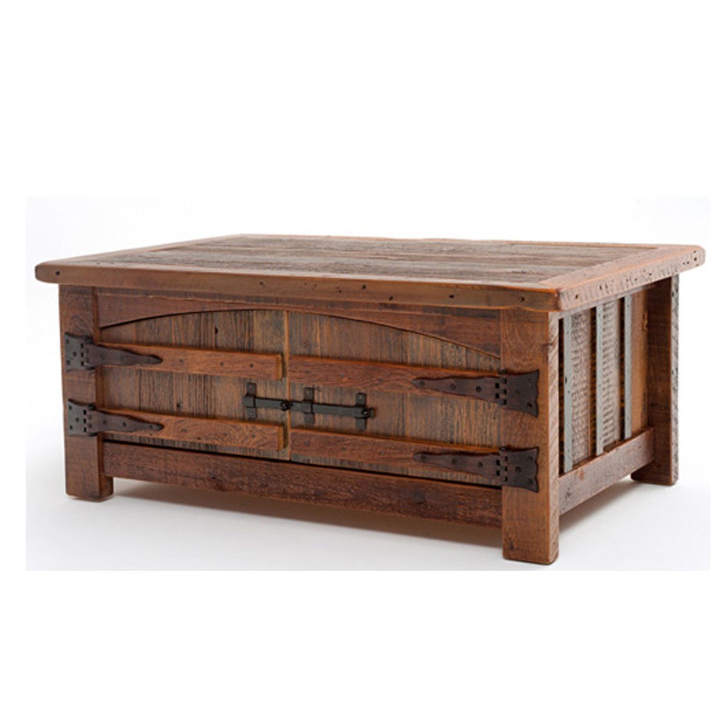 Rustic Reclaimed Wood Coffee Table Storage Trunk