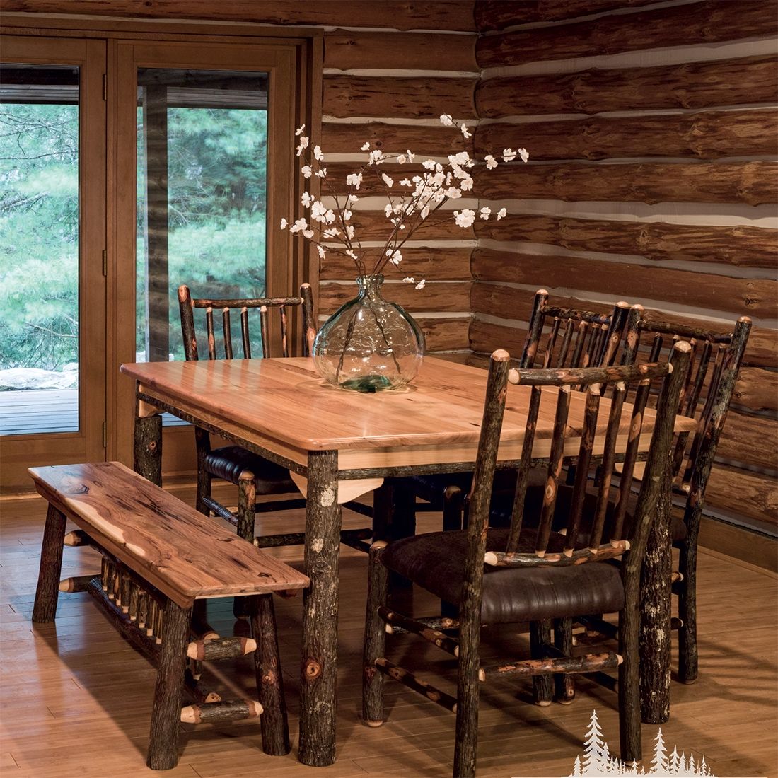 Saranac Hickory Extendable Log Dining Table