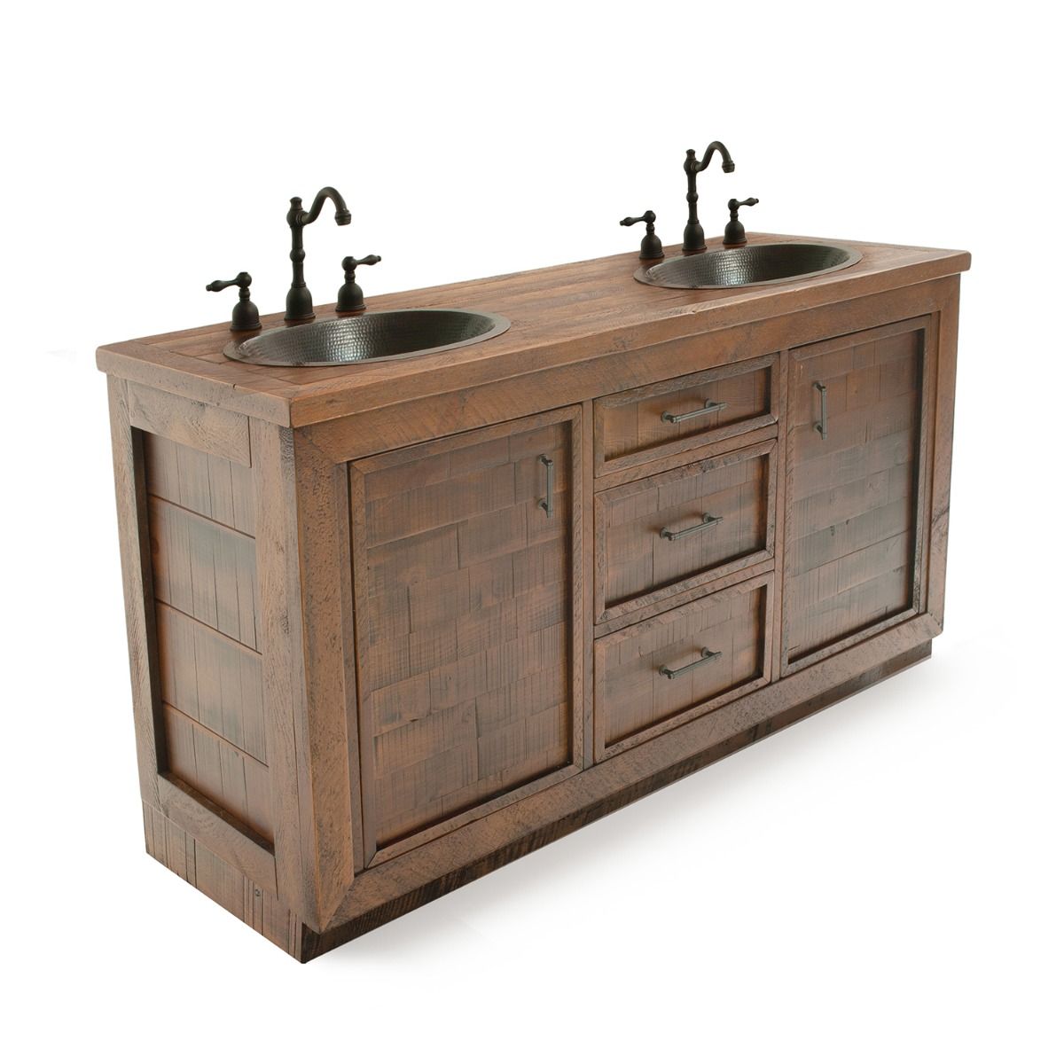 72 Unpainted Shaker Style Poplar Wood Double Vanity for Vessel Sink 