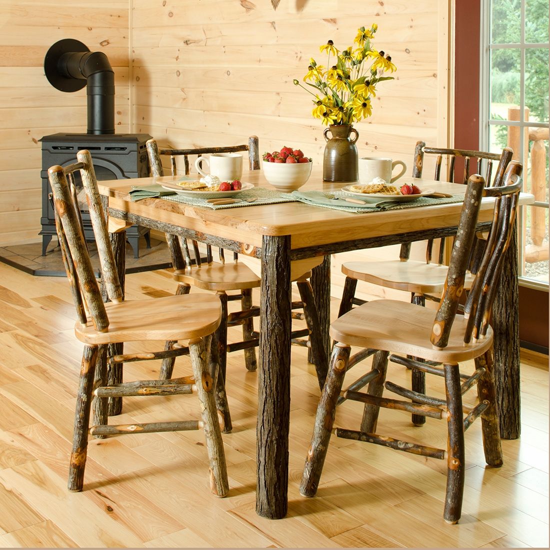 Solid Hickory Wood Square Table