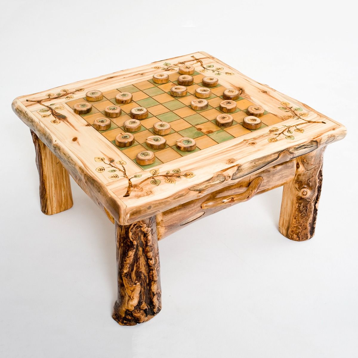 Checker Rustic Rustic Aspen Hand-Painted Checker Board Coffee Table