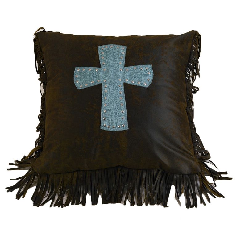 Cheyenne Turquoise Cross Pillow - Black Forest Decor