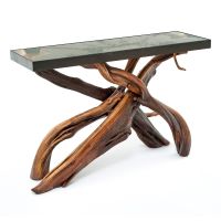 A River Runs Through It Natural Wood Sofa Table - Black Walnut Tabletop