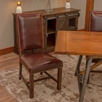 Classic Elegant Dining Chair - Burnt Umber Cypress Leather