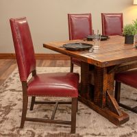 Classic Elegant Dining Chair - Crimson Red Leather