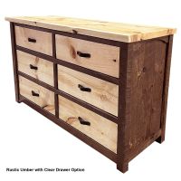 Rustic Umber Dresser w/ Clear Drawer Option 