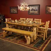 Cedar Lake Log Dining Table in Honey Finish