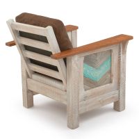 Coastal Chevron Barnwood Lounge Chair - Brown Genuine Leather Cushions