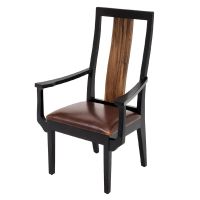 Modern Rustic Wood Chair-Armchair-Leather Seat
