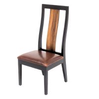 Modern Rustic Wood Chair-Side Chair-Leather Seat