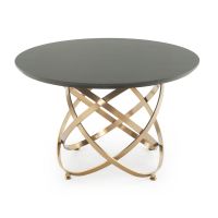 Chamfer Edge Smooth Alder Table Top - Ebony Finish - Gold Steel Table Base