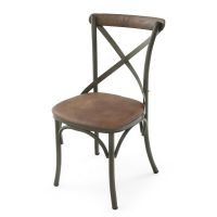 Iron X Rustic Upholstered Dining Chair - Classic Brown Leather