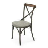 Iron X Rustic Upholstered Dining Chair - Pencil Gray Leather