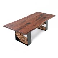 Modern Rustic Live Edge Dining Table--Plank Black Walnut top