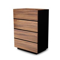 Ebony Accented Asian Walnut Modern Chic Chest of 4 Drawers