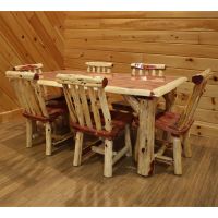 Red Cedar Log Dining Table Set - 36" W x 60" L