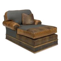 Rustic Range Upholstered Barn Wood Chaise Lounge - Smoke
