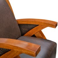 Rustic Zoro Upholstered Natural Wood Lounge Chair - Detail