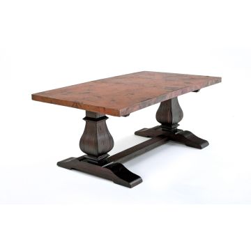 Rustic Copper Table with Trestle Base