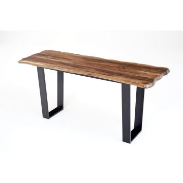 Live Edge Natural Wood Forged Base Sofa Table
