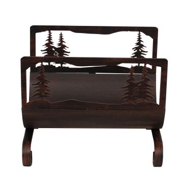 Rustic Wrought Iron Pine Forest Wood Rack