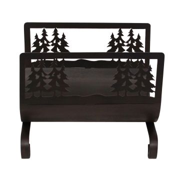 Rustic Wrought Iron Pine Forest Too Wood Rack