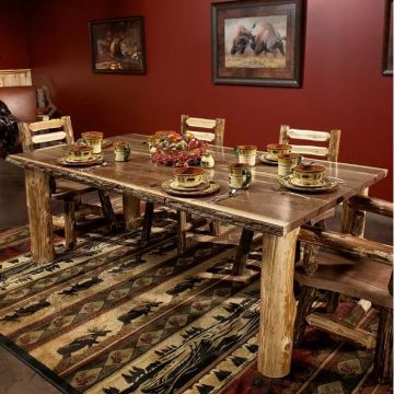 Special - Black Walnut Rustic 7ft Dining Table with Liquid Glass