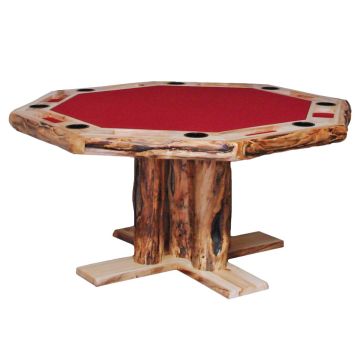 Beartooth Aspen Log Poker Table - 60" - Wild Panel & Gnarly Log - Red Felt