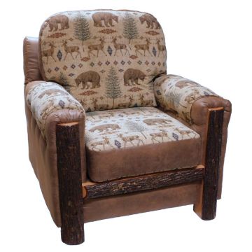 Beartooth Hickory Log Trimmed Upholstered Chair