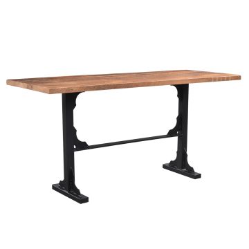 Bridgeport Industrial Barn Wood Pub Table - Clear Table Top Finish