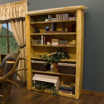 rustic log bookcase