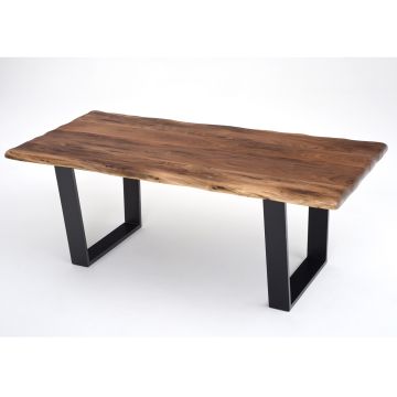 Contemporary Rustic Dining Table - Black Walnut Table Top - Natural Clear Finish - Live Edge