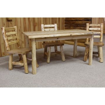 Rustic Cedar Log 4 Post Dining Table - Clear Finish