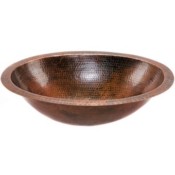 19" Hammered Copper Under Counter Oval Bathroom Sink - Oil Rubbed Bronze
