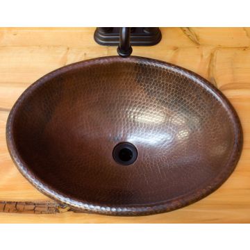 19" Oval Hammered Copper Self Rimming Sinks - Oil Rubbed Bronze