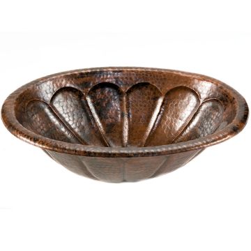 Hammered Copper Self Rimming Sunburst Oval Sink Front View
