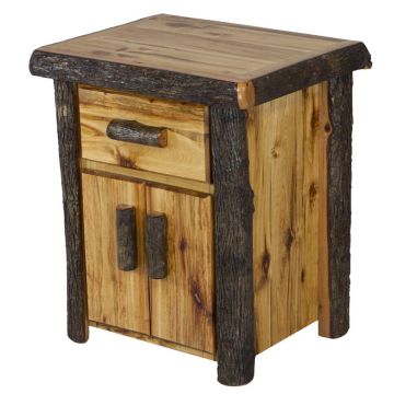 Beartooth Hickory Enclosed Log Nightstand - 24" - Natural Panel