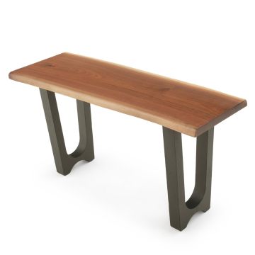 Modern Double Arch Natural Wood Sofa Table - Black Walnut - Live Edge