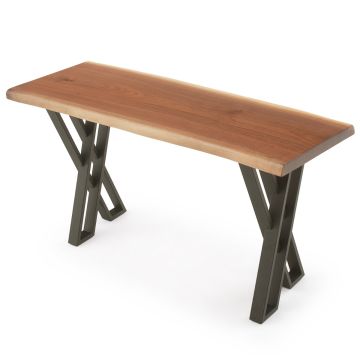 Modern Silhouette X Natural Wood Sofa Table - Black Walnut - Live Edge