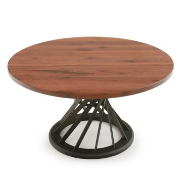 Flat Edge Black Walnut Table Top - Natural Clear Finish - Black Steel Base