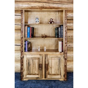 Glacier Country Log Bookcase with Storage - Log Pulls