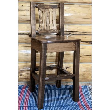 Homestead Rough Sawn Barstool with contoured wooden seat